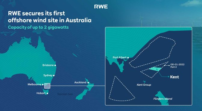RWE consigue su primera instalación de energía eólica marina en Australia con una capacidad de hasta 2 gigavatios