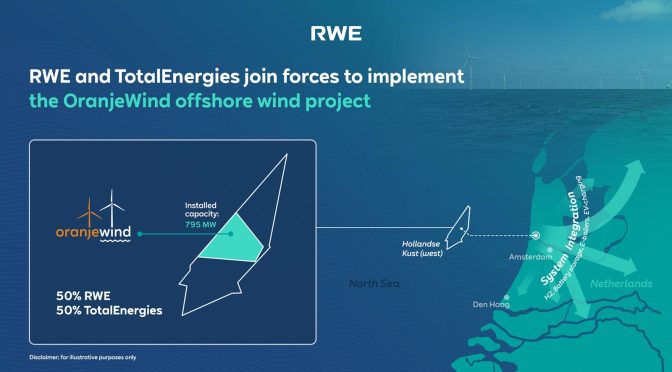 TotalEnergies y RWE unen fuerzas para implementar la energía eólica marina OranjeWind para el sistema energético holandés del futuro