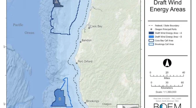 Cinco empresas elegibles para ofertar en la primera subasta de energía eólica en la costa de Oregón